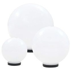 vidaXL Jeu de lampe boule à LED 3 pcs PMMA sphérique 20/30/40 cm