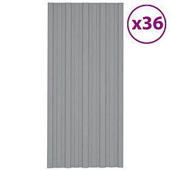 vidaXL Panneaux de toiture 36 pcs Acier galvanisé Gris 100x45 cm