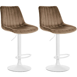 Non Lot de 2 tabourets de bar Toni velours blanc 