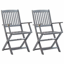 Maison Chic Lot de 2 Chaises pliables d'extérieur avec coussins | Chaises de jardin | Fauteuil Relax Bois d'acacia -GKD77813