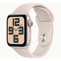 Apple Watch SE (2e génération) 2023 GPS 44 mm Bracelet sport en aluminium et blanc (Starlight) - Taille S/M