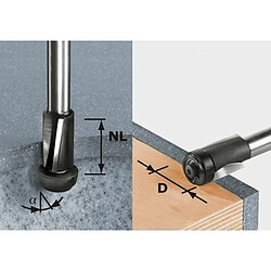 Fraise à affleurer HW avec queue de 12 mm FESTOOL HW D19/25 ss S12 - 492661 