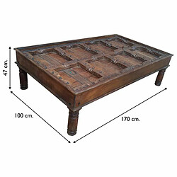 Table Basse Alexandra House Living Marron Bois Recyclé 100 x 47 x 170 cm pas cher