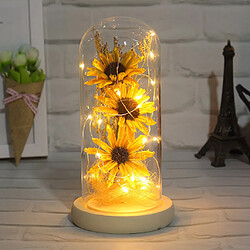 Romantique Simulation de tournesol fleur en verre couverture LED Micro cadeau Paysage Jaune 