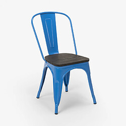 Avis Ahd Amazing Home Design Chaises industrielles en bois et acier Tolix pour cuisine et bar Steel Wood, Couleur: Bleu