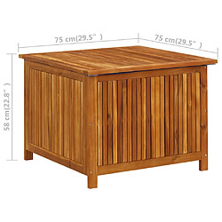 vidaXL Boîte de rangement de jardin 75x75x58 cm Bois d'acacia solide pas cher