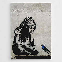 EPIKASA Impression sur Toile Banksy Fille avec Oiseau Bleu