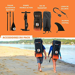 Simple Paddle Paddle Gonflable S2 10'2" 30'' 5'' (310 x 76 x 13 cm) avec Pagaie, Leash, Pompe et Sac de Transport pas cher