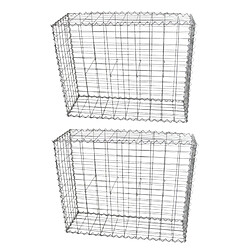 Monstershop Lot de 2 Paniers de Gabions Argentés en Acier Galvanisé pour Projets d’Aménagement Extérieur, Murs de Soutènement, Clôture de Jardin. 100 x 80 x 30cm