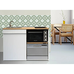 Brandybest Kitchenette 120 cm avec domino de cuisson induction, four, lave-vaisselle silver, évier gauche