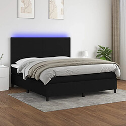 vidaXL Sommier à lattes de lit et matelas et LED Noir 160x200 cm Tissu