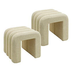 Mobili Rebecca Pouf Rebecca Mobili Nikau 40x38x40 Tissu Polyester MDF Beige Moderne ENSEMBLE 2 pcs