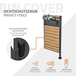 ML-Design Clôture pour Poubelles, 83x150 cm, en Acier Inoxydable, Aspect Bois/Anthracite, Module d'Extension Habillage Conteneur Rangement Boîte de Jardin, Protection Visuelle, Bac à Fleurs Inclus