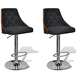 vidaXL Tabourets de bar lot de 2 bois courbé et tissu 