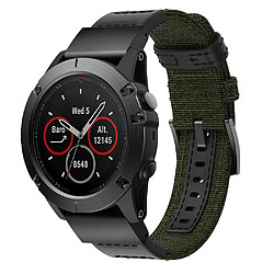 Wewoo Bracelet pour montre connectée en cuir et Garmin Fenix5x Plus Fenix3taille du 150 + 110 mm vert armée