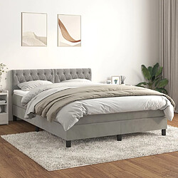 vidaXL Sommier à lattes de lit et matelas Gris clair 140x190cm Velours 