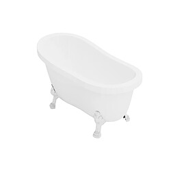 Avis Vente-Unique Baignoire îlot rétro avec pieds de lion blancs - 200 L - 145 x 74 x 77 cm - Blanche - NISOS II