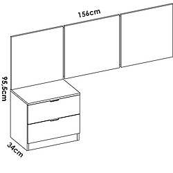 Pegane Ensemble de Tête de lit + 1 table de chevet avec 2 tiroirs coloris blanc