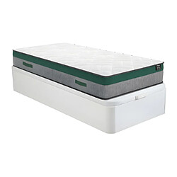 Vente-Unique Ensemble 90 x 200 cm sommier coffre blanc + matelas ressorts ensachés ép.22cm - PRESTIGE de YSMÉE