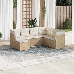 vidaXL Salon de jardin avec coussins 7 pcs beige résine tressée 