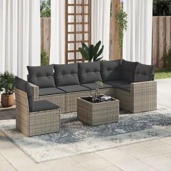 vidaXL Salon de jardin avec coussins 7 pcs gris résine tressée 