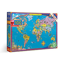 Puzzle 100 piAces carte du monde eeBoo