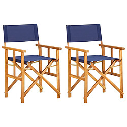 vidaXL Chaises de metteur en scène lot de 2 Bois massif d'acacia bleu 