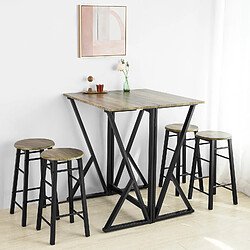 SoBuy OGT24-N Set de 1 Table + 4 Chaises Ensemble Table de Bar bistrot + 4 tabourets Table Mange-Debout Table Haute Cuisine Table à Manger