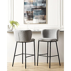 Beliani Tabouret de bar Set de 2 Bouclé Gris clair MINA