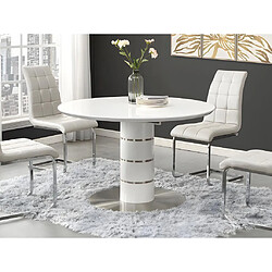 Vente-Unique Table à manger extensible - 4 à 6 personnes - MDF et métal inoxydable - Blanc laqué - CUSCO