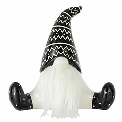 Paris Prix Statuette Déco Père Noël Assis 25cm Noir & Blanc