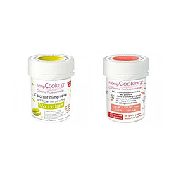 Scrapcooking 2 colorants alimentaires en poudre - vert citron-corail 