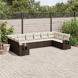 Maison Chic Salon de jardin 10 pcs avec coussins, Ensemble Tables et chaises d'extérieur marron résine tressée -GKD134711