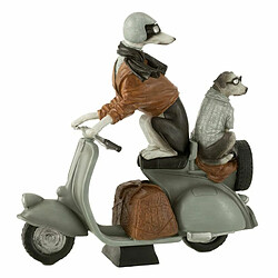 Paris Prix Statuette Déco Chiens sur Scooter 32cm Gris 