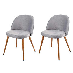 Decoshop26 Lot de 2 chaises de salle à manger tissu velours gris clair en bois style rétro CDS04418