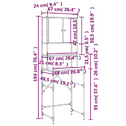 vidaXL Armoire de machine à laver chêne fumé 68x48,5x194 cm pas cher