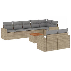 vidaXL Salon de jardin avec coussins 9pcs mélange beige résine tressée