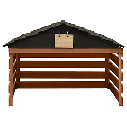 vidaXL Garage de tondeuse à gazon Noir et marron 78x74x54cm Sapin