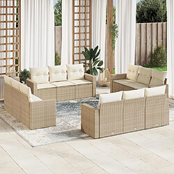 Maison Chic Salon de jardin avec coussins 12 pcs | Ensemble de Table et chaises | Mobilier d'Extérieur beige résine tressée -GKD74767