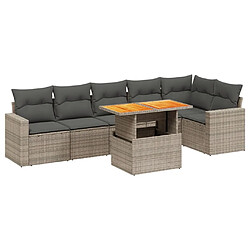 vidaXL Salon de jardin avec coussins 7 pcs gris résine tressée