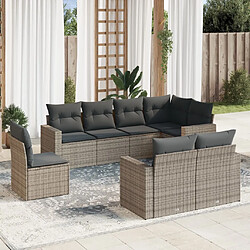 Maison Chic Salon de jardin 8 pcs avec coussins | Ensemble de Table et chaises | Mobilier d'Extérieur gris résine tressée -GKD95292