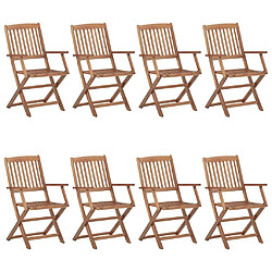 Maison Chic Lot de 8 Chaises pliables de jardin - Fauteuil d'extérieur avec coussins Bois d'acacia -MN30281