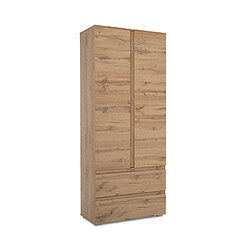 Mes Armoire 2 portes 2 tiroirs 80x40x191 cm chêne - MITZ 