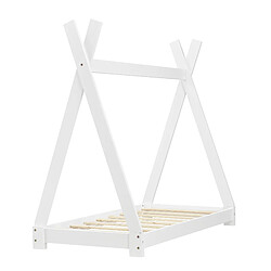 Lit de Tipi pour Enfant Onejda Blanc Mat 140 x 70 cm [en.casa] pas cher