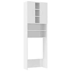 Maison Chic Meuble rangement de salle de bain | Meuble pour machine à laver | Armoire murale de bain Blanc brillant 64x25,5x190 cm -GKD22101