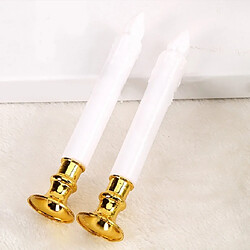 Wewoo 2 PCS artificielle longue bougie lumière électronique en plastique blanc coquille jaune