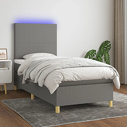 vidaXL Sommier à lattes de lit et matelas et LED Gris foncé 100x200 cm