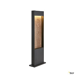 Borne extérieur SLV FLATT 65 anthracite/imitation bois avec LED intégrée pour éclairage extérieur, Hauteur 65 cm 