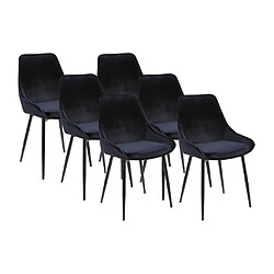 Vente-Unique Lot de 6 chaises - Velours et métal noir - Noir - MASURIE