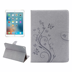 Wewoo Smart Cover gris pour iPad Pro 9.7inch fleurs pressées motif papillon flip horizontal PU étui en cuir avec boucle magnétique et titulaire fentes cartes porte-monnaie